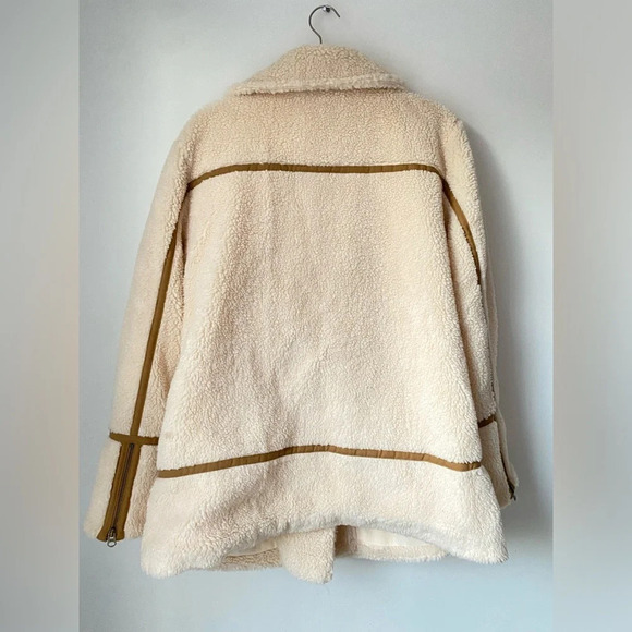 Faherty Jacket Women’s Large Montana Moto Coat Shearling Sherpa Jacket - Picture 4 of 10